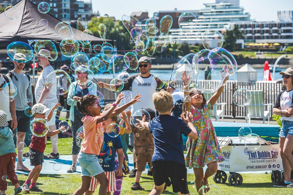 Kids enjoying hands-on crafts and activities at BC CrabFest Family Zone